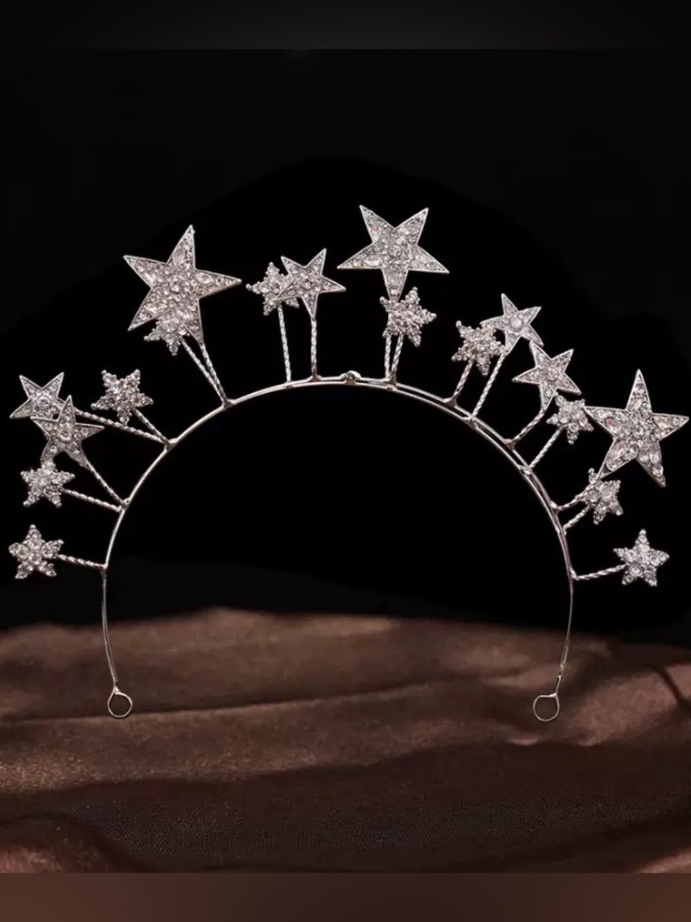 Silver Starburst Crystal Tiara Headband - Women Accessories